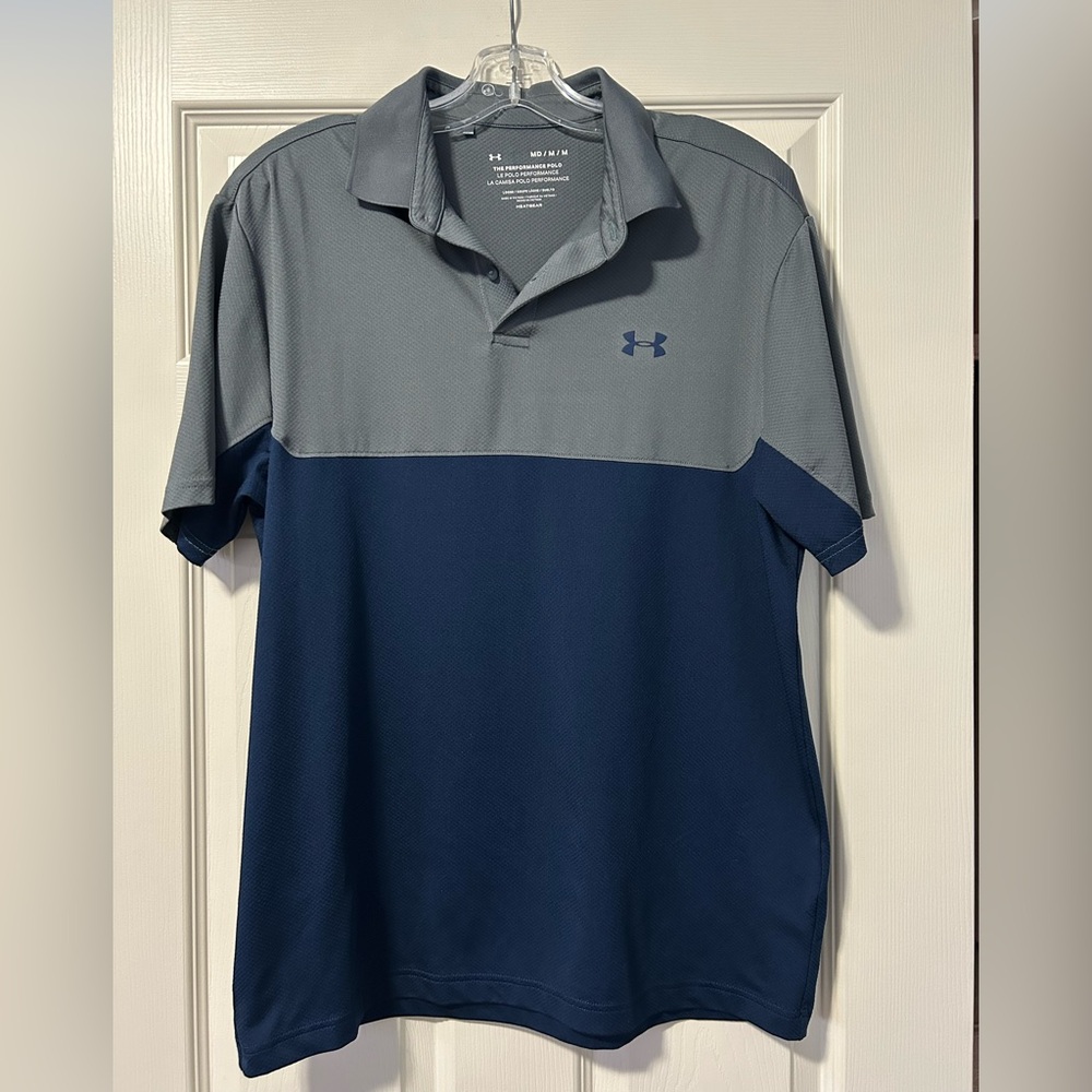 Under Armour Men's Two-Tone Gray and Navy Performance Polo